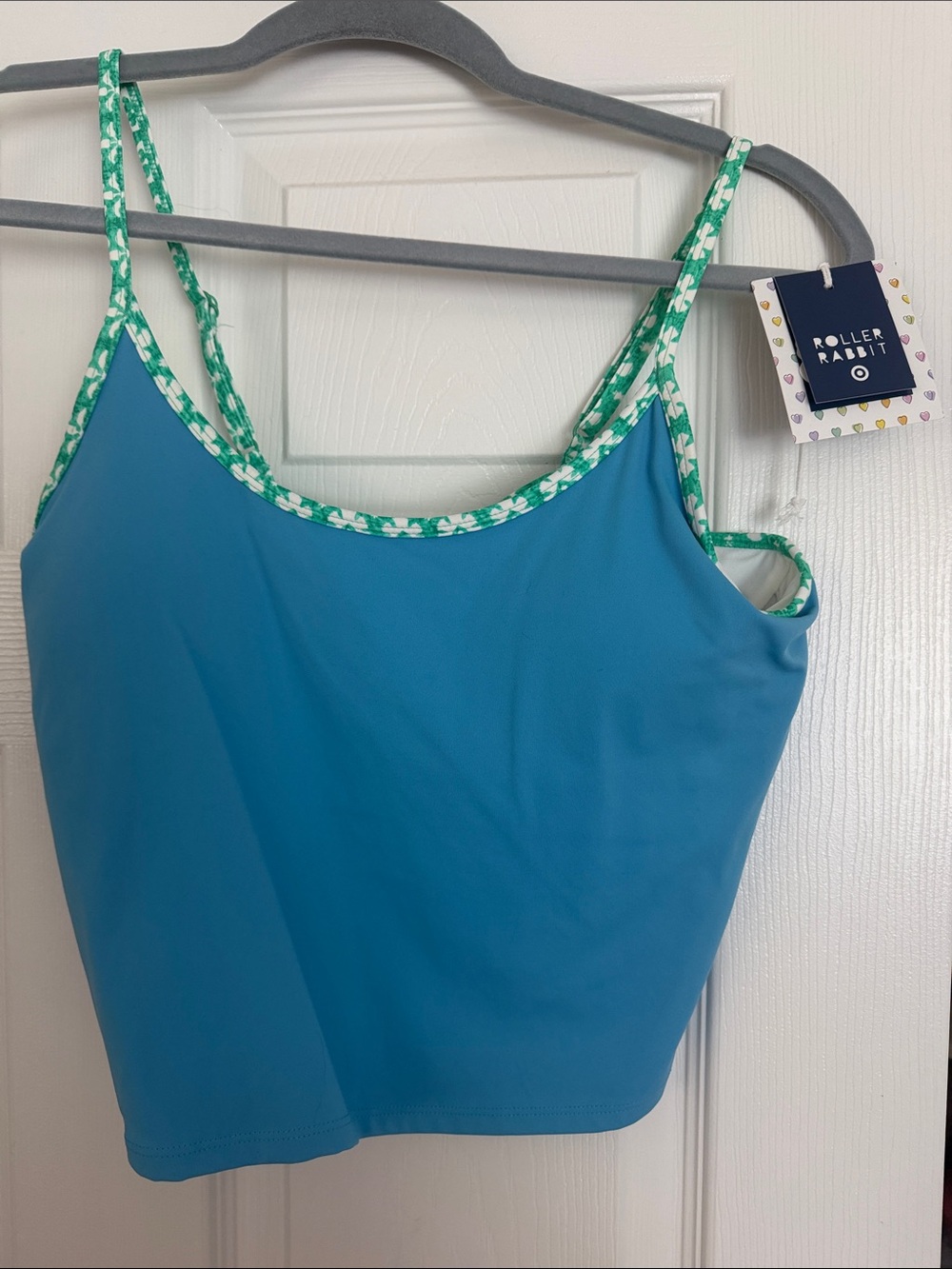 Brand new Roller Rabbit for Target Teal Crop Camisole with Green Floral Trim